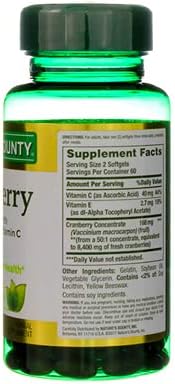 Nature's Bounty Cranberry Fruit 4200 mg, Plus Vitamin C Softgels, 120 ea (Pack of 4)