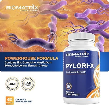 Pylori-X for H. Pylori Defense | Matula Tea Alternative w/Mastic Gum, Berberine, Zinc Carnosine, Bismuth Salts | Microbiome Balance, Digestive Relief (120 Capsules)