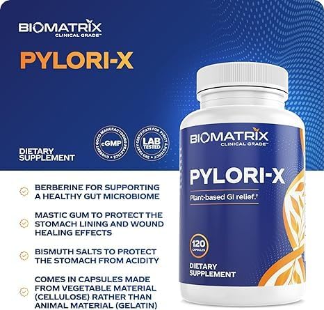 Pylori-X for H. Pylori Defense | Matula Tea Alternative w/Mastic Gum, Berberine, Zinc Carnosine, Bismuth Salts | Microbiome Balance, Digestive Relief (120 Capsules)