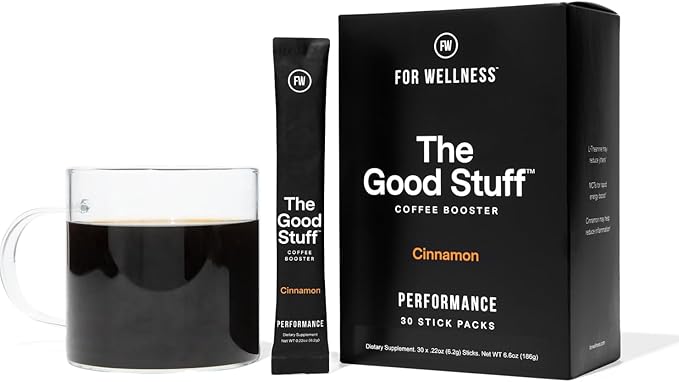 For Wellness The Good Stuff™ Performance Blend (30 Travel Packets), Non-Dairy Coffee Supplement with Collagen, L-Theanine and Himalayan Pink Salt – Improves Focus and Increases Energy
