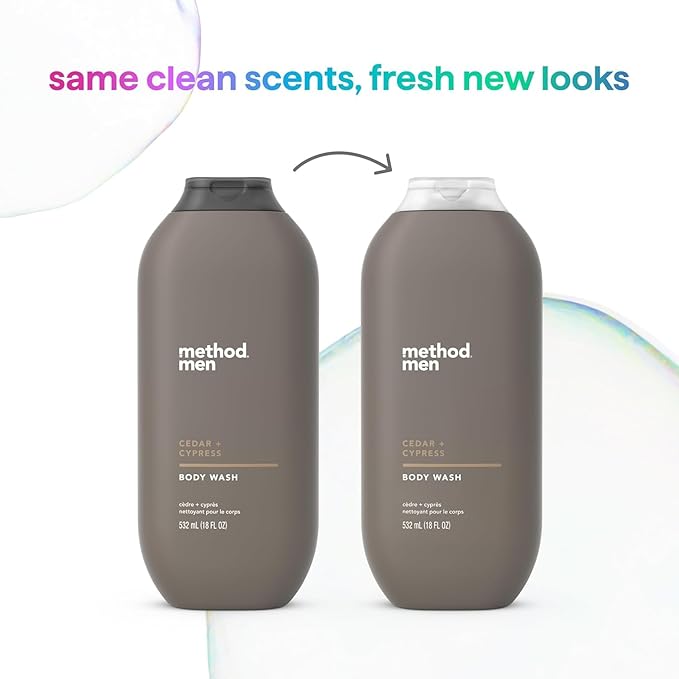 Method Men Body Wash, Cedar + Cypress, Paraben and Phthalate Free, 18 FL Oz (Pack of 3)