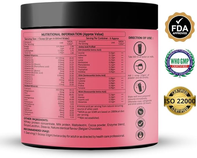 Kids Protein - Speed Growth Multivitamin with 24 Essential Nutrients and Digestive Blend - 300g Belgian Chocolate