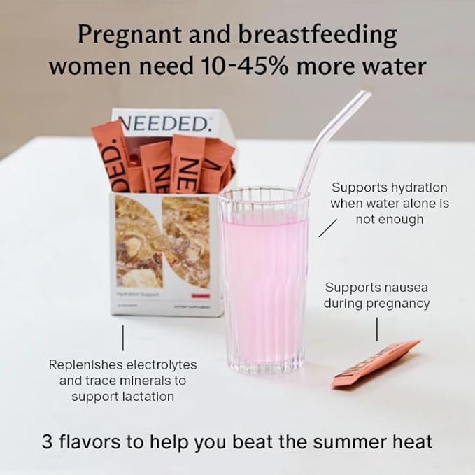Needed Hydration Support With Electrolytes for Pregnancy & During Lactation & Trace Minerals – 30 Packets Lightly Sweetened with Real Fruit, Lemon