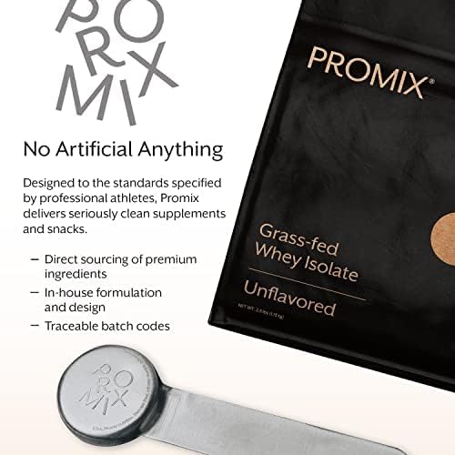 Promix Whey Protein Isolate Powder, Unflavored - 5lb Bulk - Grass-Fed & 100% All Natural - Post Workout Fitness & Nutrition Shakes, Smoothies, Baking & Cooking Recipes - Gluten-Free & Keto-Friendly