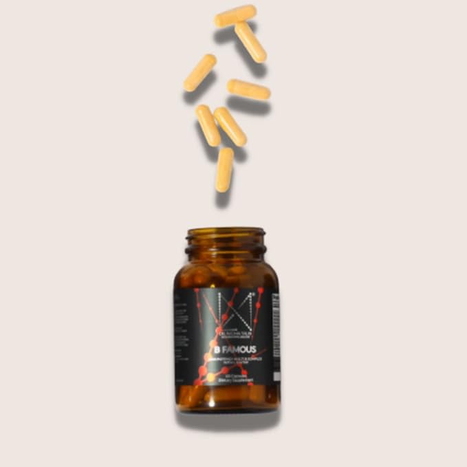B Famous High Potency Multi B Vitamin Complex with L-5-MTHF for Nervous System and Digestive Health and Glowing Skin - 60 Capsules