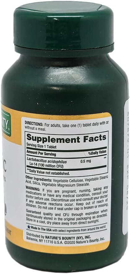 Nature's Bounty Probiotic Acidophilus Tablets, 120 Count