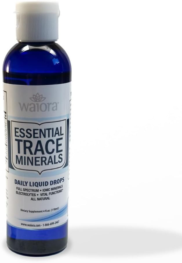 Waiora Essential Trace Minerals | Help Replenish Key Trace Minerals | 60+ Ionic Trace Minerals | Support Body’s Essential Functions, pH Balance | Plus Electrolytes for Hydration (3 Bott /144 serv)