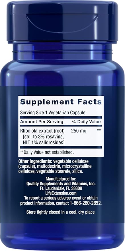 Life Extension - Rhodiola Extract (3% Rosavins) - 250 Mg - 60 Vcaps (Pack of 3)