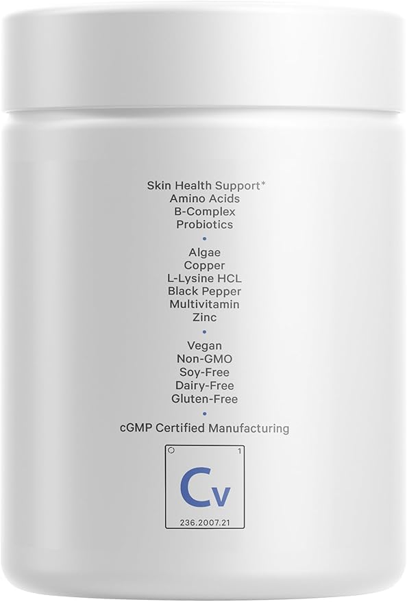 Codeage Clearface Pantothenic Acid, Niacin Supplement, Vitamins A, C, D3, E, Probiotics, Zinc, Riboflavin, Thiamin, L-Lysine HCL & Omega-3, Niacinamide, Skin Botanical Blend - Non-GMO - 90 Capsules