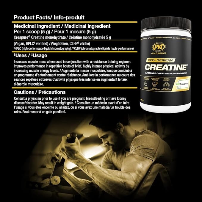 PVL Creapure Creatine - 100% Pure German Creatine monohydrate Powder - 48 Servings - 240 g