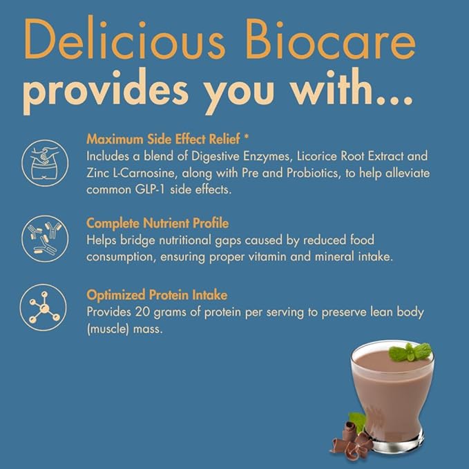 Nutritional Beverage for GLP-1 Users, Dietary Powder Drink Provides 20g Essential Protein, 26 Vitamins/Minerals, Helps Ease Nausea, Bloating, Constipation, Chocolate (14 Count)