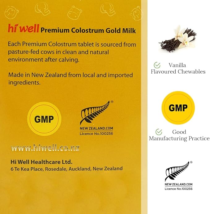 Hi Well Premium Grass-Fed Colostrum Gold Milk 200Tablets