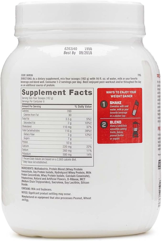 GNC Pro Performance Weight Gainer Protein Powder | Increase Muscle Mass | Banned Substance Tested | Vanilla Ice Cream | 6 Servings