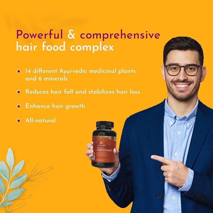 H5 Grow+ Hair Vitamin Supplement – Biotin, Ayurvedic Herbs & 5 Nutrient Groups for Hair Growth, Density & Strength | Best Hair Growth Supplement for Men and Women (Pack of 1) (1 Pack)