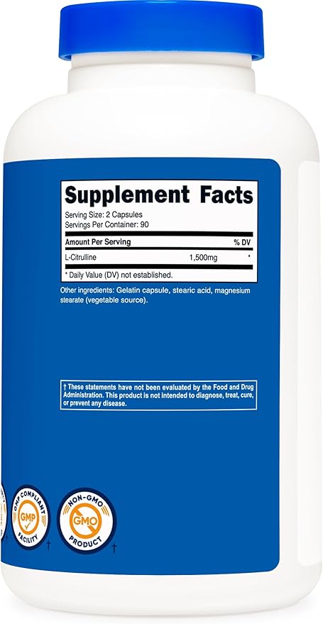 Nutricost L-Citrulline 750mg, 180 Capsules (3 Bottles)