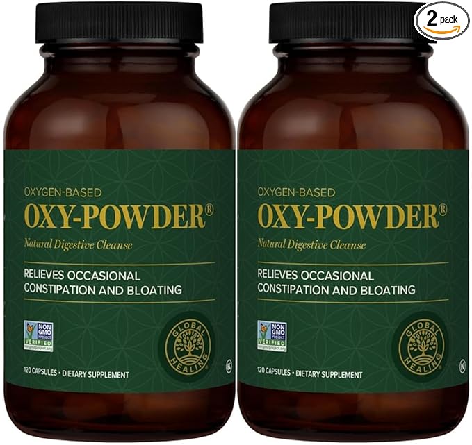 Global Healing Center Oxy-Powder Colon Cleanse Detox - Oxygen Based Safe and Natural Intestinal Cleanser, 120 Count (Pack of 2)