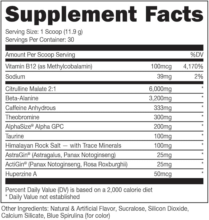 Bucked Up - Woke - HIGH STIM Pre Workout - Best Tasting - Focus Nootropic, Pump, Strength and Growth, 30 Servings (Rocket Pop)