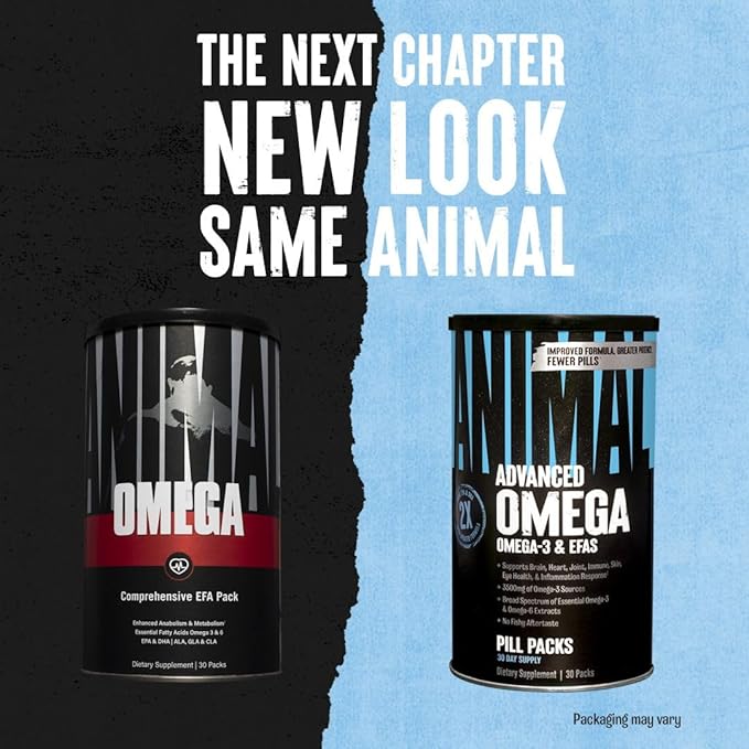 Animal Advanced Omega Essential Fatty Acids - High Potency 3500mg Omega 3 & Omega 6 Supplement with EPA, DHA, ALA, CLA, GLA for Heart, Brain, Joint, Skin, Eye, Metabolism, Immune Health - 30 Day Pack