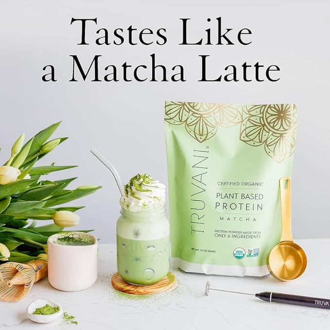 Truvani Vegan Pea Protein Powder | Matcha | 20g Organic Plant Based Protein | 20 Servings | Keto | Gluten & Dairy Free | Low Carb | No Added Sugar