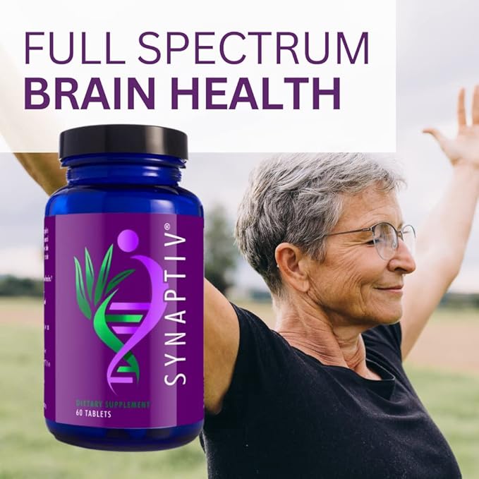 Youngevity Synaptiv™ Brain Support - 12 in1 - Ginkgo, Huperzine, Bacopa, Quercetin and More - with Potent Antioxidant Blend + Vitamins - 60 Count (Pack of 2)
