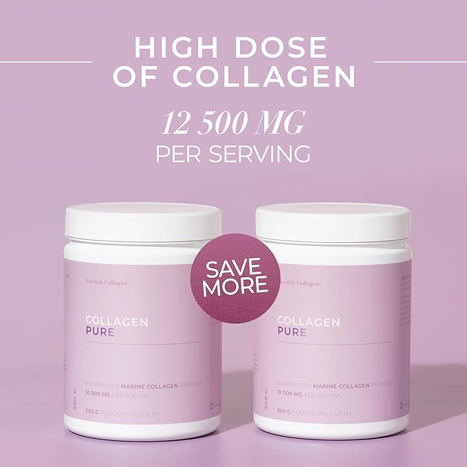 Collagen Pure x 2 I 2 containers of 100% Hydrolyzed Collagen Powder (Type I & III) I Odorless & Unflavoured I Easy Mix - 60 Day Supply