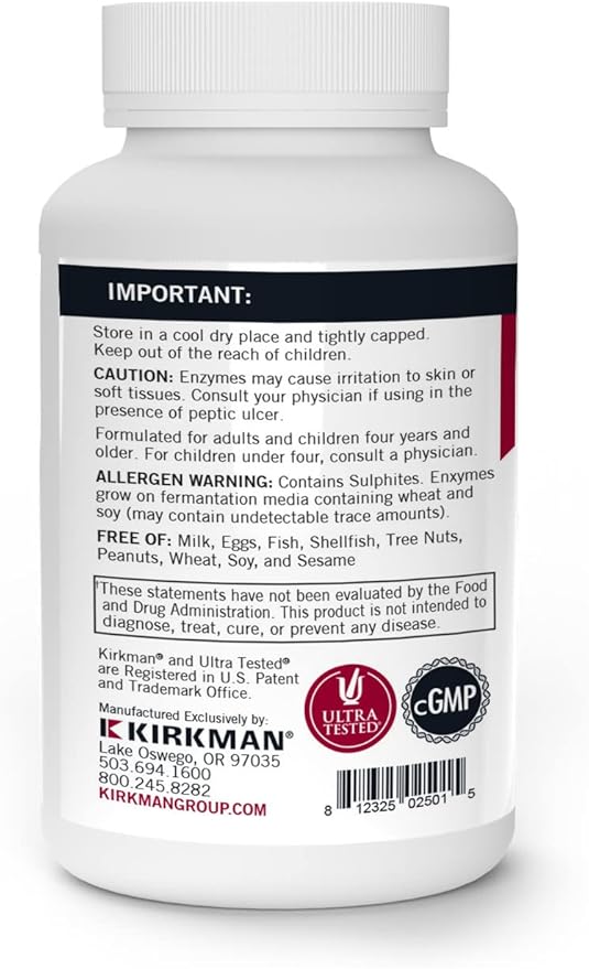 Kirkman - Enzyme Complete/DPP-IV - 120 Capsules - Potent Digestive Aid - Broad Spectrum Digestive Enzyme - Hypoallergenic