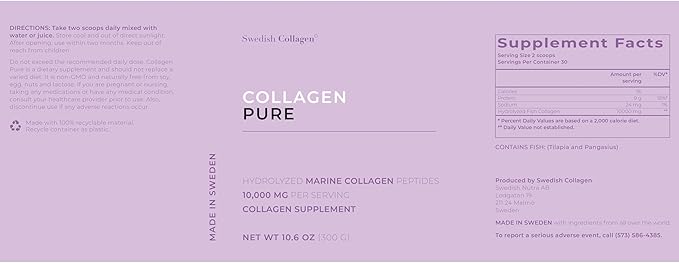 Collagen Pure x 2 I 2 containers of 100% Hydrolyzed Collagen Powder (Type I & III) I Odorless & Unflavoured I Easy Mix - 60 Day Supply