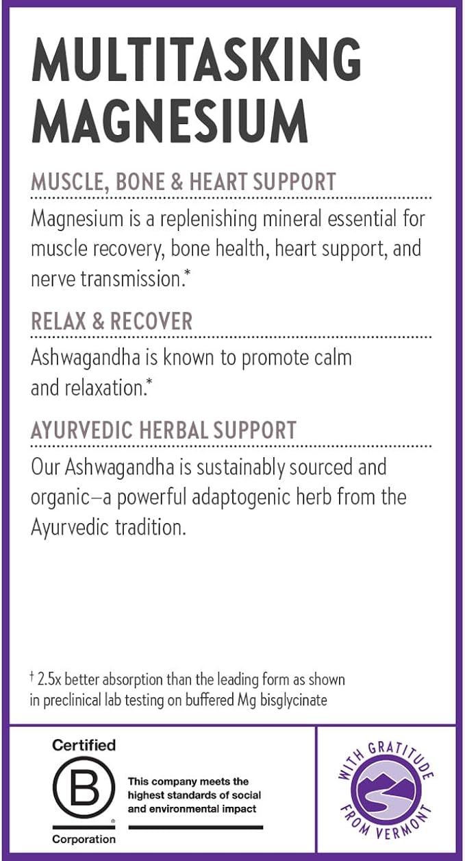New Chapter Magnesium + Ashwagandha Supplement, 325 mg with Magnesium Glycinate, 2.5x Absorption, Muscle Recovery, Heart & Bone Health, Calm & Relaxation, Gluten Free, Non-GMO - 90 ct (3 Month Supply)