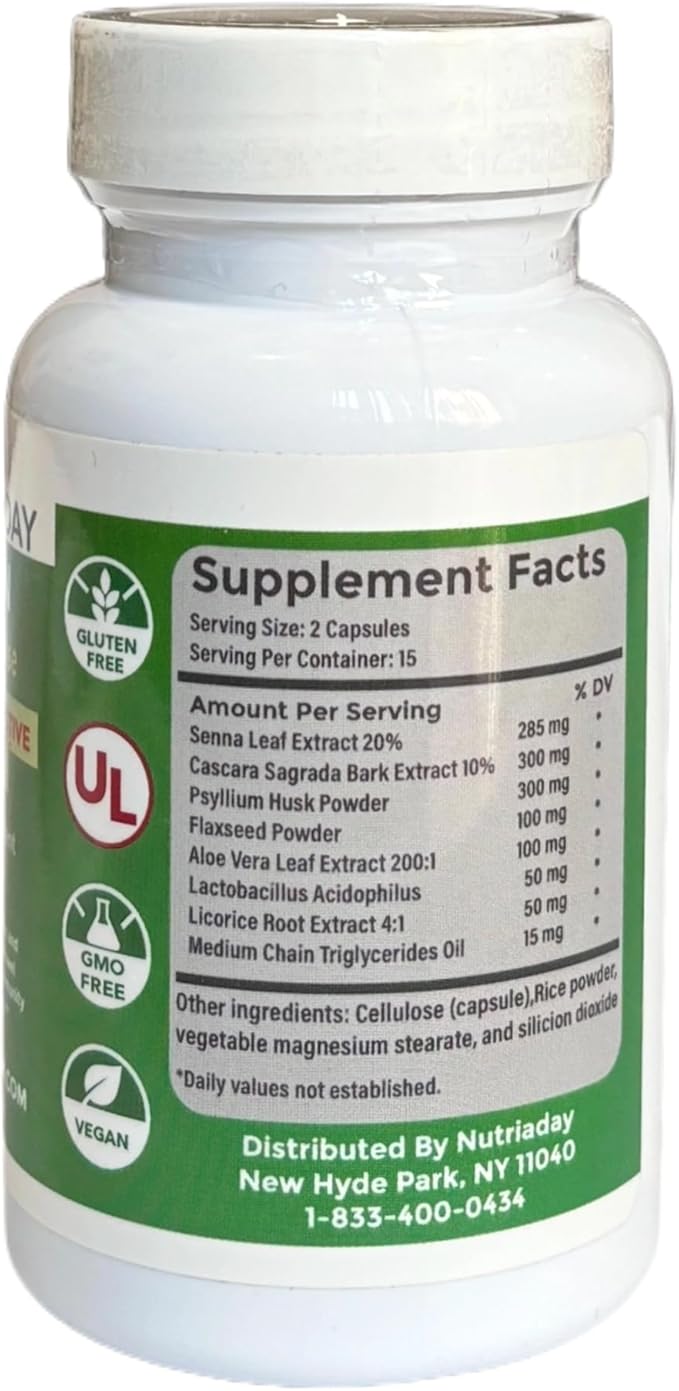 Colon 15 Day Cleanse, Advanced Gut Cleanse Detox for Women & Men with Cascara Sagrada, Psyllium Husk & Senna Leaf, Digestive Wellness, Gluten-Free, Non-GMO, Vegan, 30 Capsules 1-2 Daily
