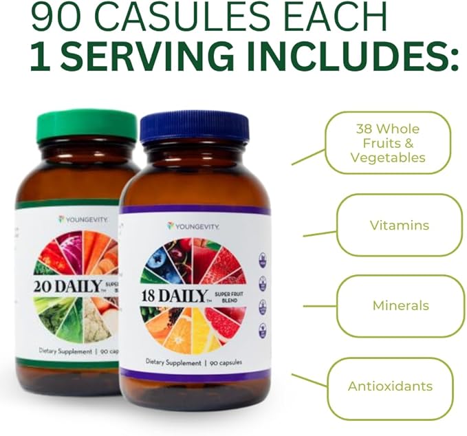 Youngevity 18 Daily Super Fruit Blend & 20 Daily Super Veggie Blend