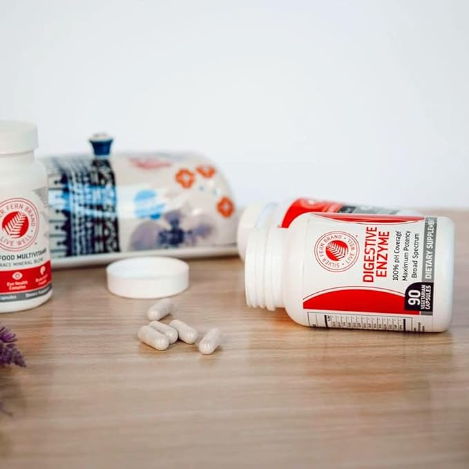 Silver Fern Brand Ultimate Digestive Enzyme Supplement - 1 Bottle = 90 Capsules - High Potency, Multi Enzyme - Digestive Comfort & Food Tolerance - Hemicullulase, Peptidase, Maltase, More