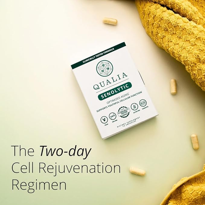 Qualia Senolytic Supplement, Fisetin, Quercetin, Piperlongumin & More, Aging Supplement That Supports Optimal Cell Repair & Rejuvenation, Naturally Eliminate Zombie Cells, 1 Month Supply