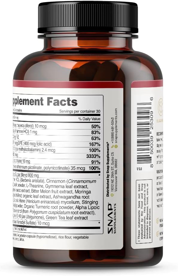 Snap Supplements Blood Sugar Blend - Support Healthy Blood Sugar, 180 Count