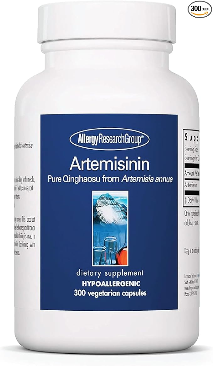 Allergy Research Group Artemisinin Supplement - GI Tract Support, Pure Qinghaosu from Artemisia annua, Thujone-Free, Hypoallergenic, Vegetarian Capsules - 300 Count