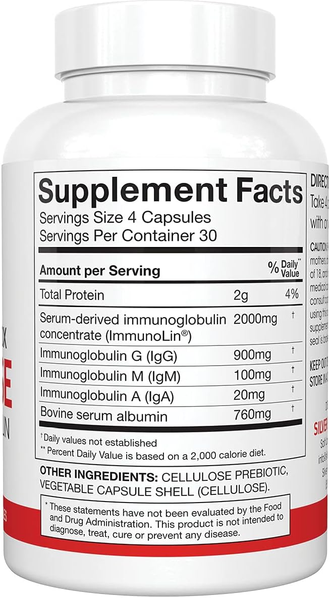 Silver Fern Cleanse - Daily Gut Detox - 2 Bottle - 240 Capsules - 60 Day Supply - Immunoglobulin G, A & M -(IgG, IGA, IgM) - Digestive System Detoxificaton & Immune System Support - Postbiotic