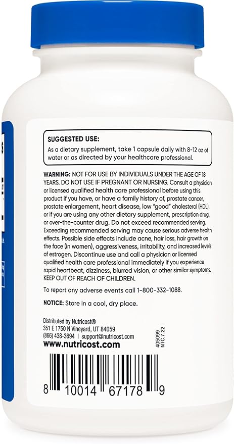 Nutricost DHEA 50mg, 240 Capsules - Gluten Free, Soy Free, Non-GMO, Supplement