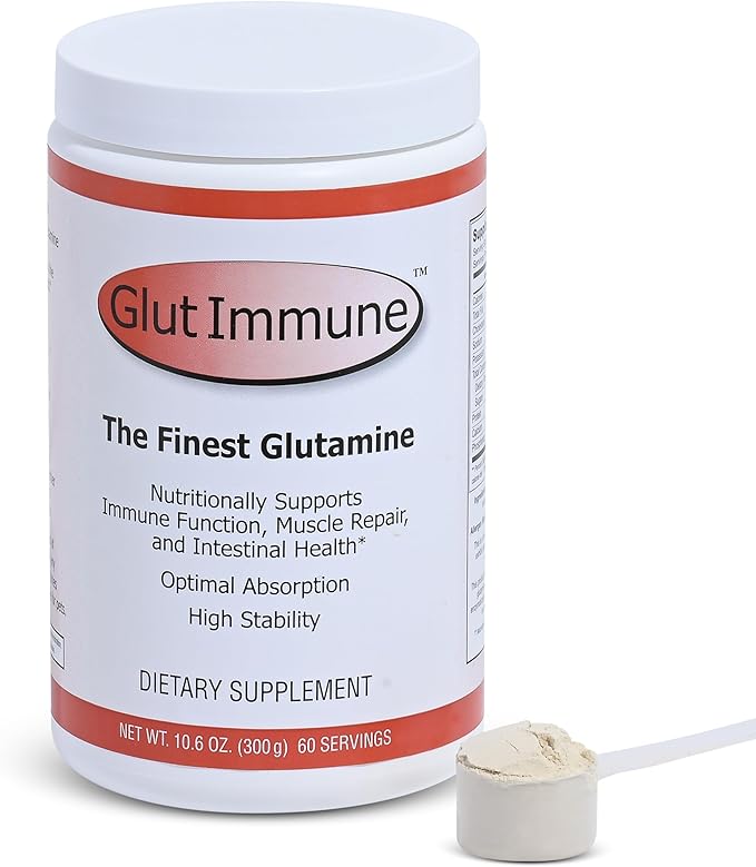 Glut Immune The Finest Glutamine Powder Dairy-Free 300g Well Wisdom - Naturally Superior Covalent Bonded Glutamine Supplement for Gut Health, Immune Focus & Recovery with 60 Servings