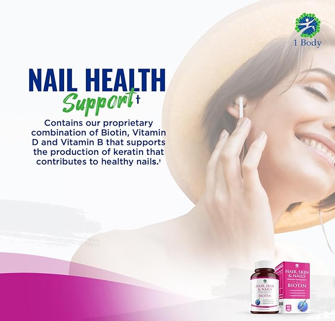 Hair, Skin and Nails Vitamin Supplement with Biotin, 2 Bottle Pack, Growth Formula for Men and Women