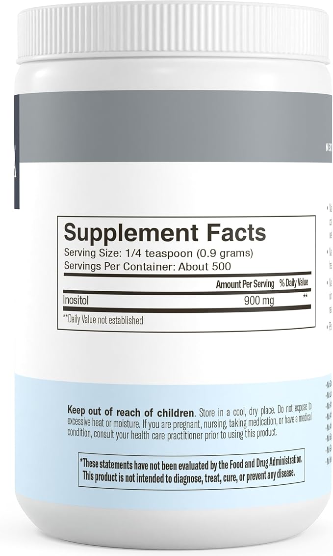 FREEDA Inositol Powder from Myo-Inositol - Hormone Balance for Women - PCOS Supplements for Women - Vitamin B8 Conception, Fertility Support - Myoinositol for Mood Improvement in Men & Women -16 oz