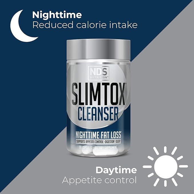 NDS Nutrition Slim-Tox - Maximum Fat Loss Support Through Appetite Control, Restful Sleep, Digestive Health - CLA, Chamomile, Safflower Oil - Stimulant Free Dietary Supplement - 90 Capsules …