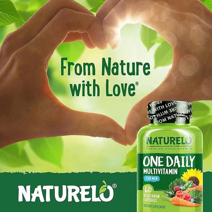 NATURELO One Daily Multivitamin for Men - with Vitamins & Minerals + Organic Whole Foods - Supplement to Boost Energy, General Health - Non-GMO - 60 Capsules - 2 Month Supply