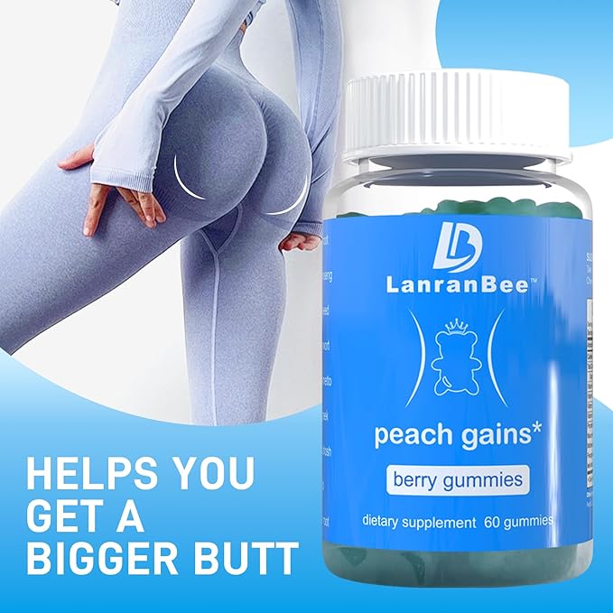 Booty Gummies | Bum Support Gummies for Women | Workout Enhancement |Vitamins for Women | Lift Hip line| Natural Botanical Blend | Berry Flavored | Womens Fitness Supplement (120 Count)