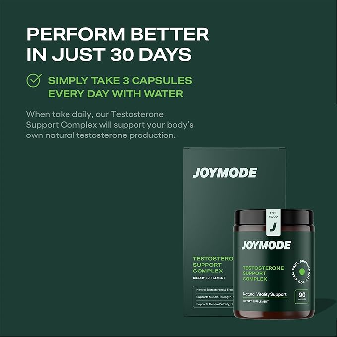 JOYMODE Testosterone Support Complex (90ct) -Natural Supplement for Men w/Ashwagandha, DIM, Magnesium, Zinc & Boron
