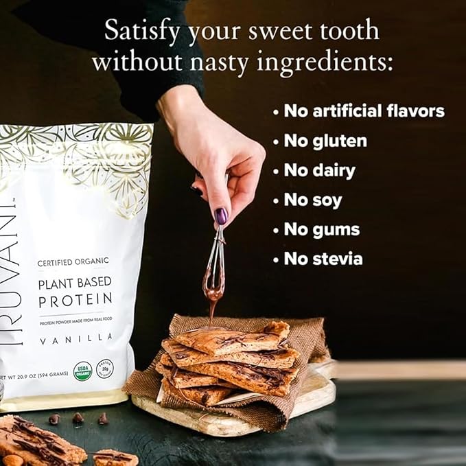 Truvani Vegan Pea Protein Powder | Vanilla | 20g Organic Plant Based Protein | 18 Servings | Keto | Gluten & Dairy Free | Low Carb | No Added Sugar