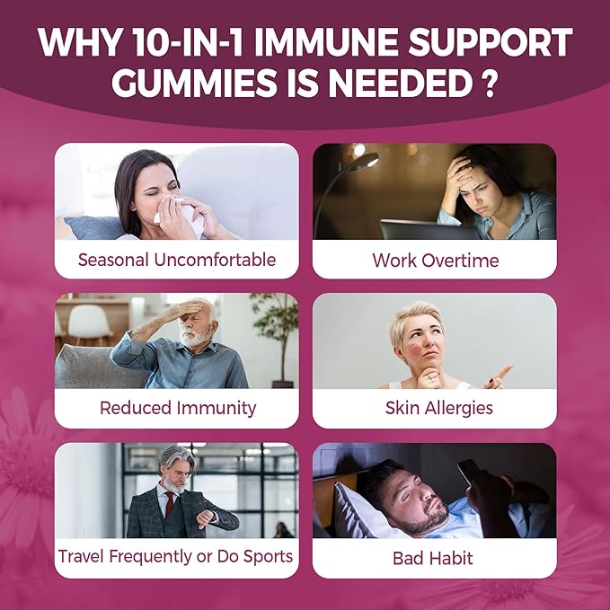 Multivitamin Gummies Daily Immunity Booster, Natural Herbal Elderberry, Echinacea, Turmeric, Vitamin A C, D3 5000IU, E, Zinc, Selenium, Magnesium Support Respiratory, Cellular & Bone Health, 1 Pack