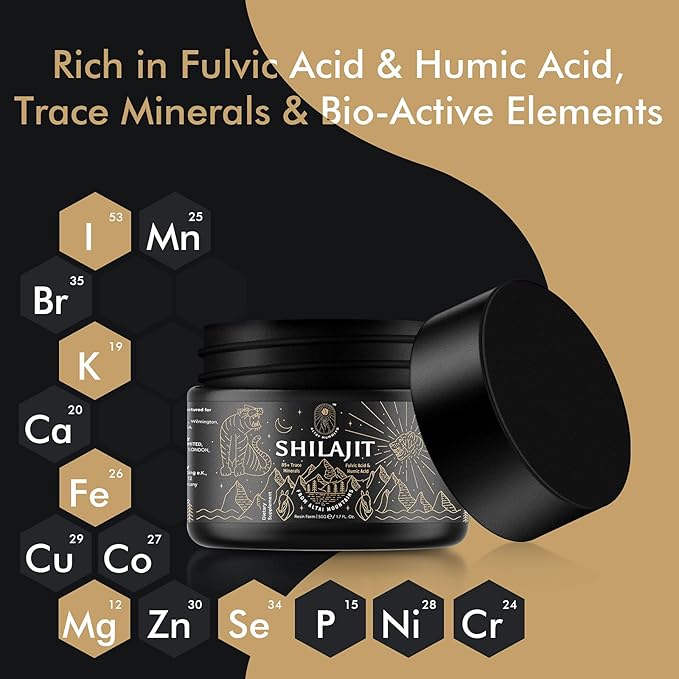 Shilajit Resin with Fulvic Acid & Trace Minerals, Original Siberian Pure Shilajit with 85+ Humic Acid Supplement Gel, Support Metabolism & Immune System - 100 Serving / 50g