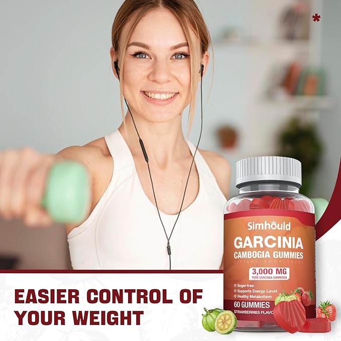 2 Pack Sugar Free Garcinia Cambogia Gummies - 3000mg 95% HCA with L-Carnitine, Energy Boost, Strawberry Flavor Gummy Easier to Take Than Pills & Capsules 120 Counts