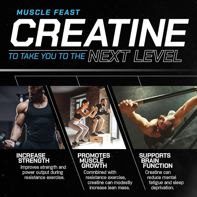 Muscle Feast Creapure Creatine Monohydrate Powder, Vegan Keto Friendly Gluten-Free Easy to Mix, Mass Gainer, Muscle Recovery Supplement and Best Creatine for Muscle Growth, Fruit Punch, 300g