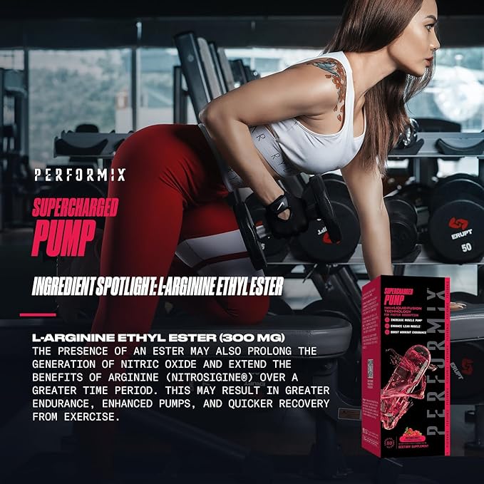 PERFORMIX Supercharged Pump - Nitrosigine® and Betaine Pre-Workout Supplement - Muscle Pump Accelerator - Endurance and Strength Booster (80 Capsules)