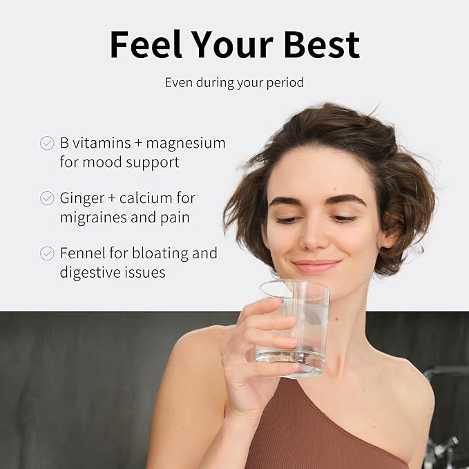 Nourished Period + PMS Repair - Menstrual Cycle Support Supplement for Women - Vegan Formula for Monthly Cycles, Cramping, Mood, Headaches - 3 Bottles